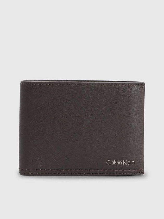 Calvin Klein USA Leather Rfid Billfold Mens Wallet Brown 3795104-OD